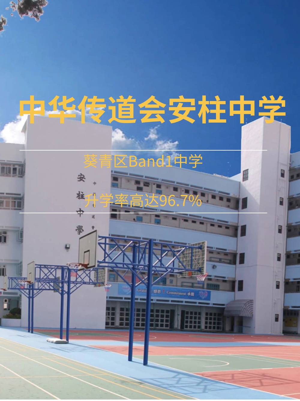 中華傳道會(huì)安柱中學(xué)，升學(xué)率高達(dá)96.7%